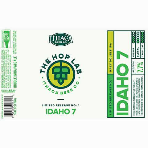 Ithaca The Hop Lab Limited Release No. 1 Idaho 7 Hazy DIPA