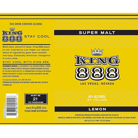 King 888 Lemon – CraftShack - Buy craft beer online.