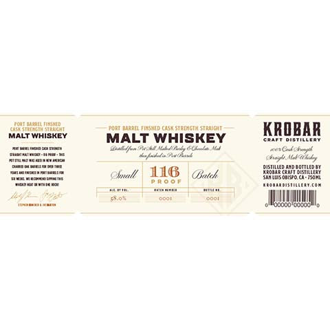 Krobar Port Barrel Cask Strength Straight Malt Whiskey