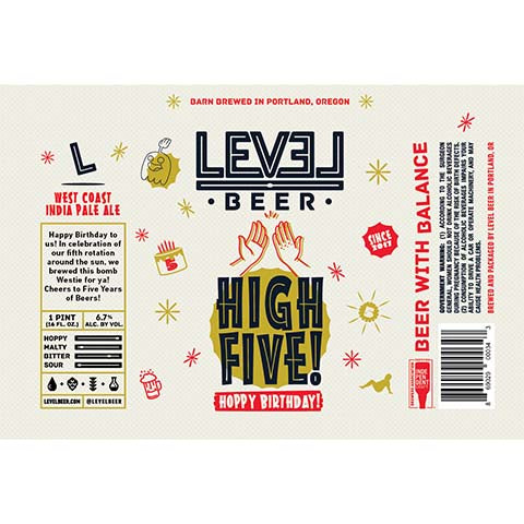 Level Beer High Five! Hoppy Birthday! – CraftShack - Buy craft beer online.