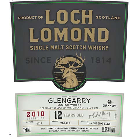 Loch Lomond Glengarry Cask No. 21/546-6 12-Year-Old Single Malt Scotch Whisky
