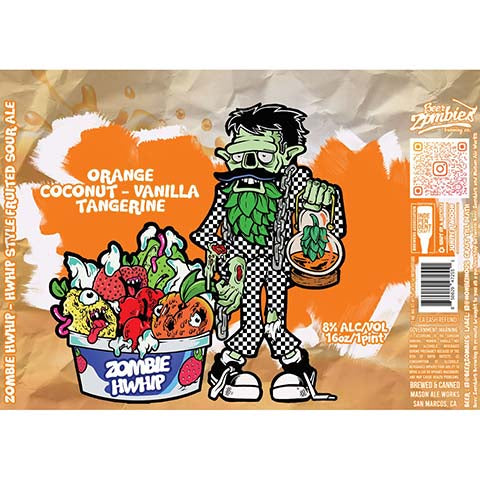 Mason Aleworks Zombie Hwip Sour Ale (Orange Coconut - Vanilla Tangerine)