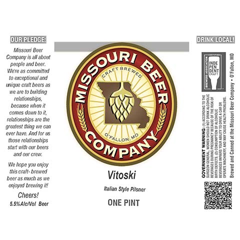Missouri Beer Vitoski Italian Pilsner