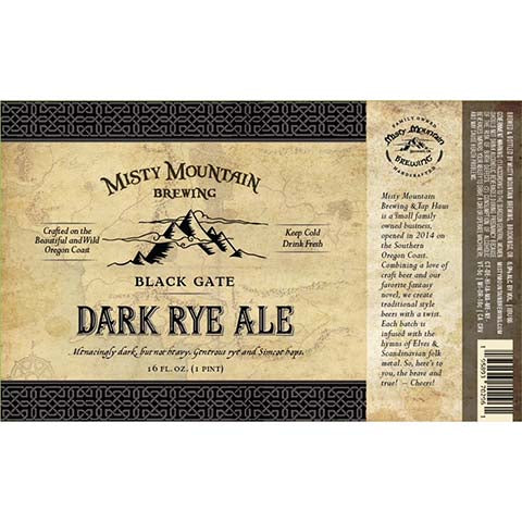 Misty Mountain Black Gate Dark Rye Ale