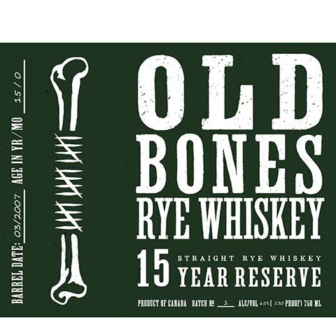 Old Bones 15 Year Old Reserve Straight Rye Whiskey
