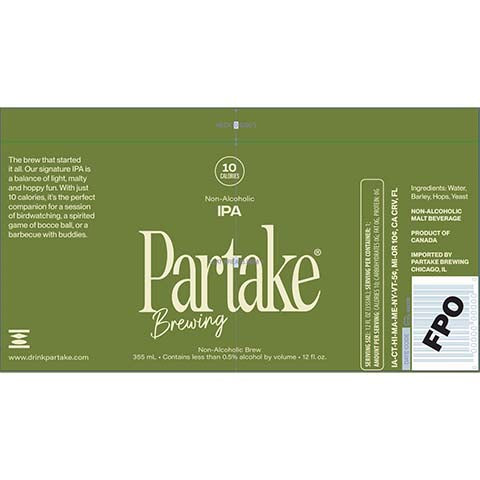 Partake IPA (Non-Alcoholic)