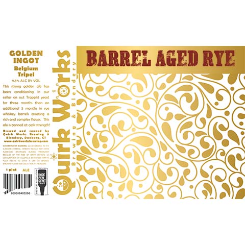 Quirk Works Barrel Aged Rye Golden Ingot Belgian Tripel