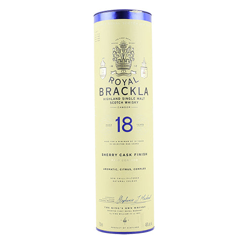 Royal Brakla Aged 18 Years Highland Single Malt Scotch Whisky Congtainer