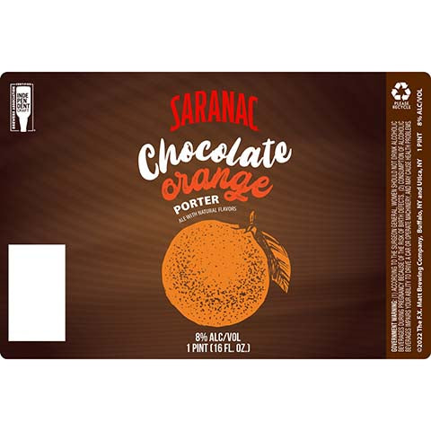 Saranac Chocolate Orange Porter – CraftShack - Buy craft beer online.