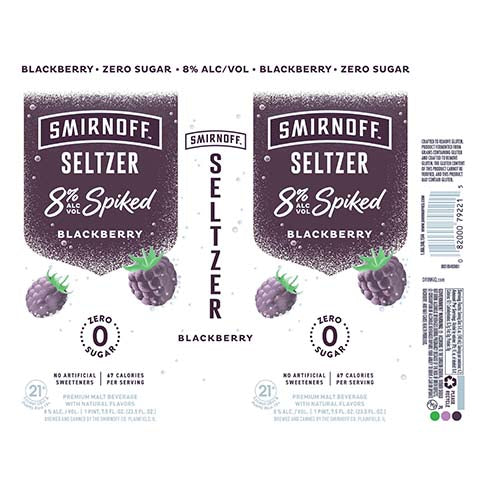 Smirnoff 8% Spiked Seltzer Blackberry Seltzer