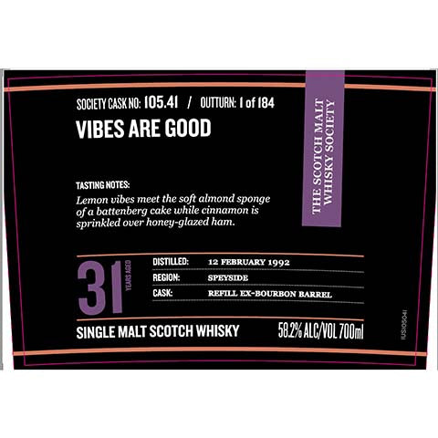 Society 105.41 Vibes Are Good Single Malt Scotch Whisky
