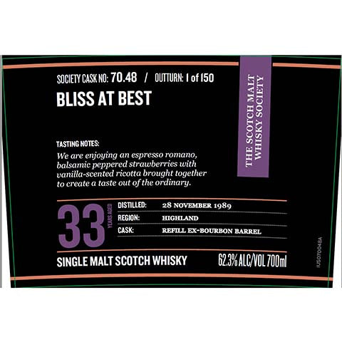 Society 70.48 Bliss At Best Single Malt Scotch Whisky