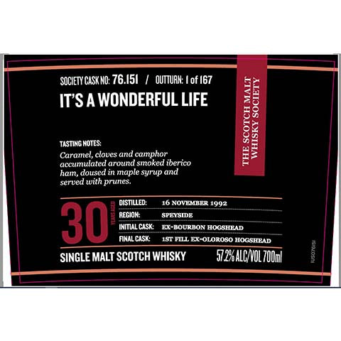 Society 76.151 It's A Wonderful Life Single Malt Scotch Whisky