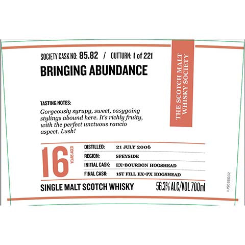 Society 85.82 Bringing Abundance Single Malt Scotch Whisky