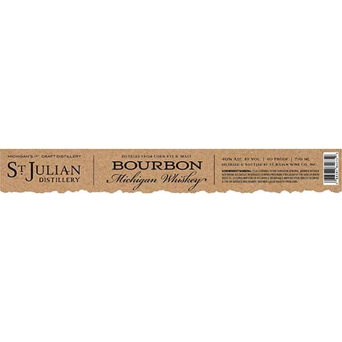 St. Julian Bourbon Michigan Whiskey