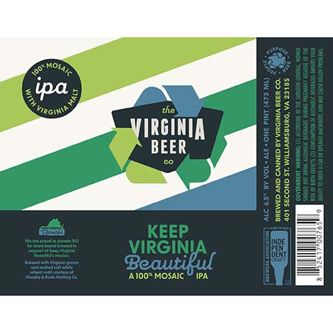 The Virginia Beer Keep Virginia Beautiful IPA