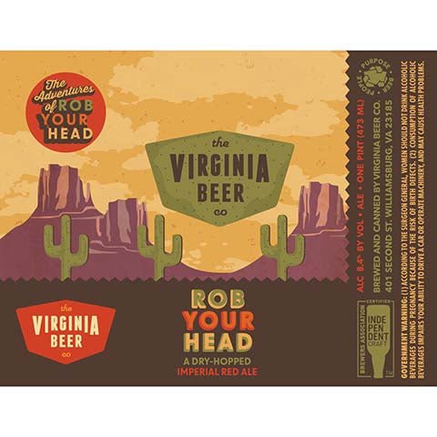 The Virginia Beer Rob Your Head Imperial Red Ale