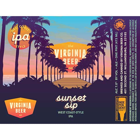 The Virginia Beer Sunset Sip West Coast-Style IPA