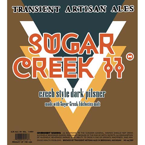 Transient Artisan Ales Sugar Creek 11 Dark Pilsner