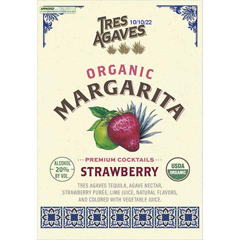 Tres Agaves Organic Margarita (Strawberry)