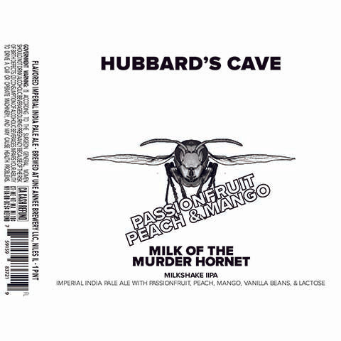 Une Annee Hubbard's Cave Milk of the Murder Hornet IIPA (passionfruit, peach, mango)
