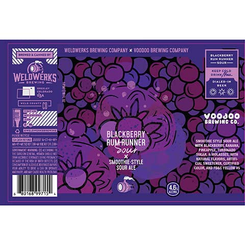 Weldwerks Blackberry Rum Runner Smoothie Sour Ale