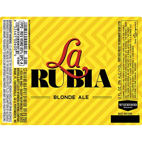 Wynwood La Rubia Blonde Ale
